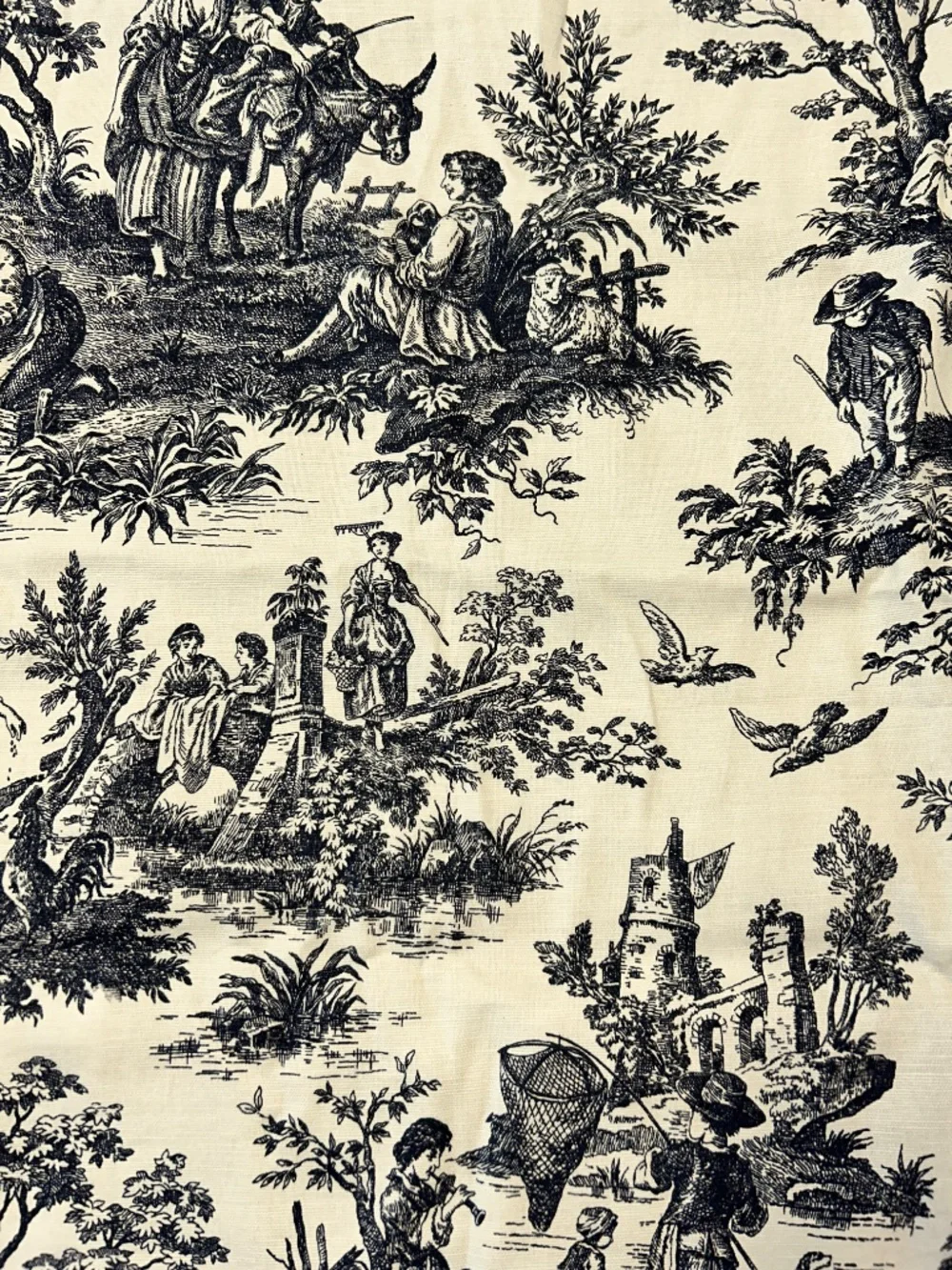 Waverly Country Life Black Toile w/Tie Back Single Curtain Panel 42